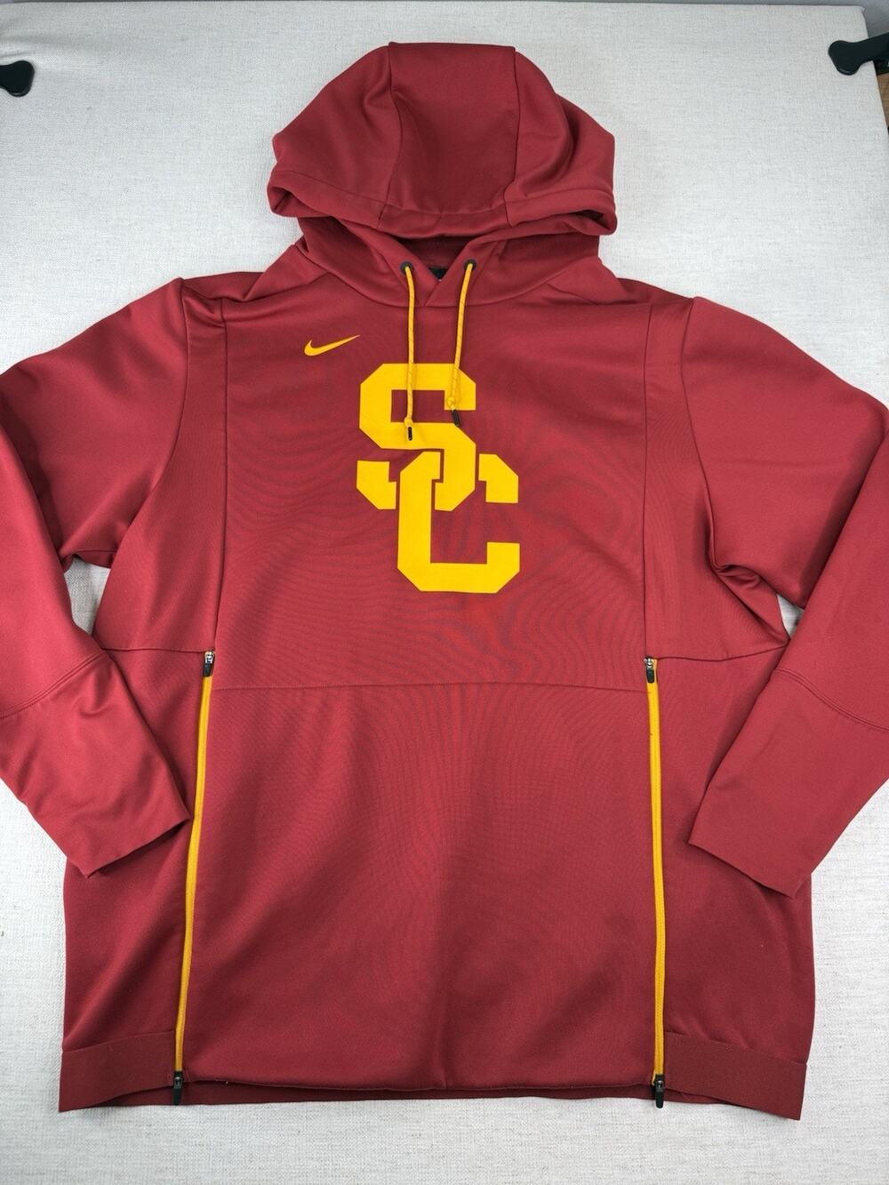 Nike NCAA USC Trojans Pullover Hoodie Zip AH3576-698 Red Mens Size L